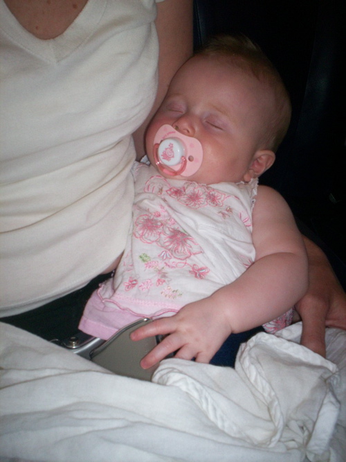 Miss Nic asleep on the plane